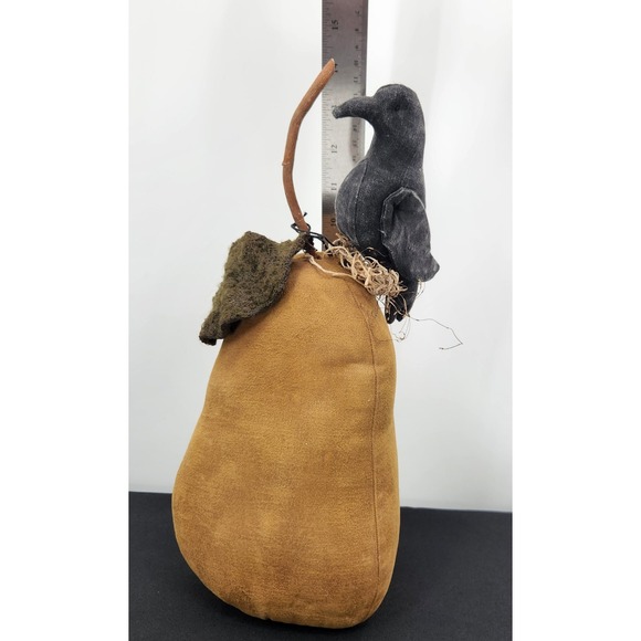 Primitive Fabric Folk Art Pumpkin Raven Fall Decor Thanksgiving Halloween - Picture 9 of 11